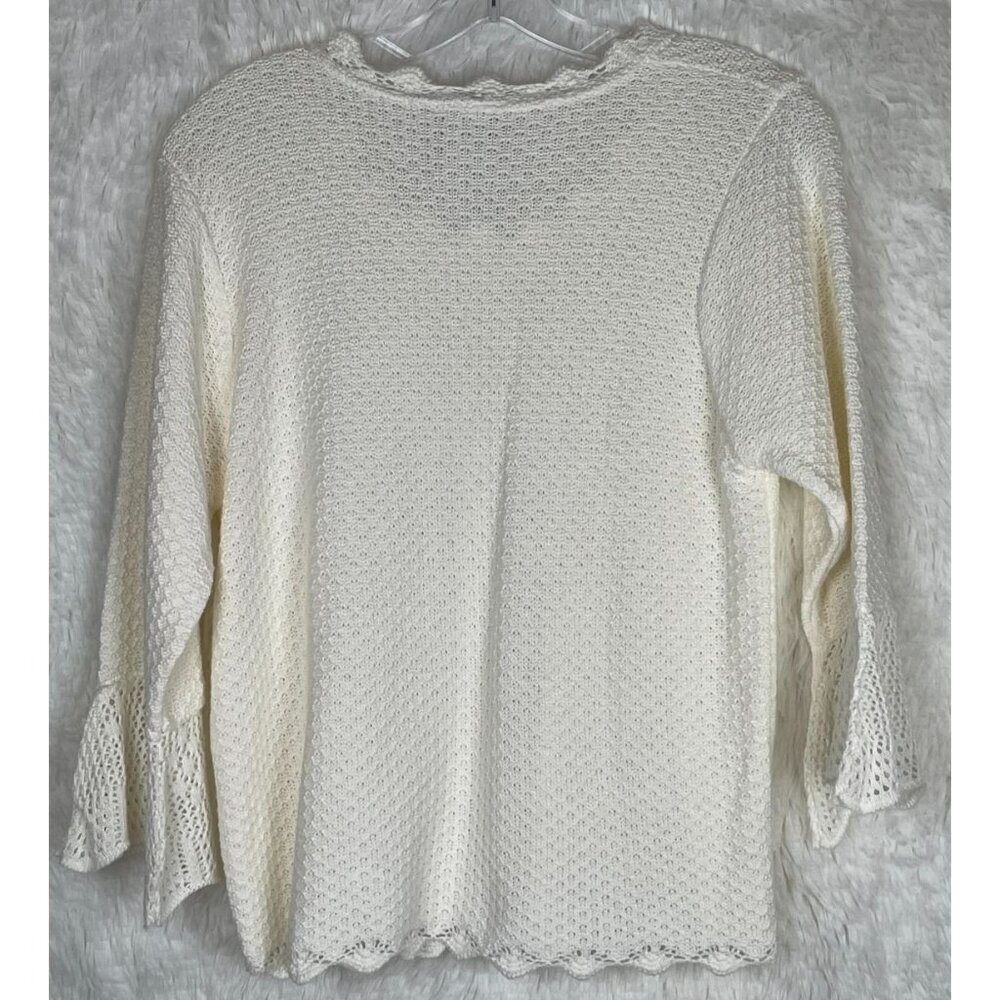 Fiorlini Women's Large Ivory Open Knit Sweater - Picture 5 of 8